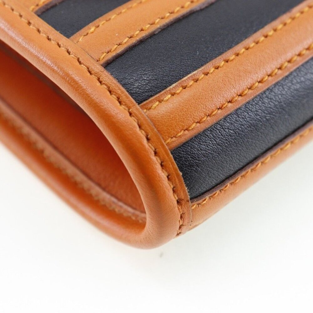 HERMES Shoulder Bag Orange / black leather Women - Picture 2 of 11